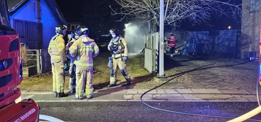 Brand i container ved Tingets Bodega i Brædstrup