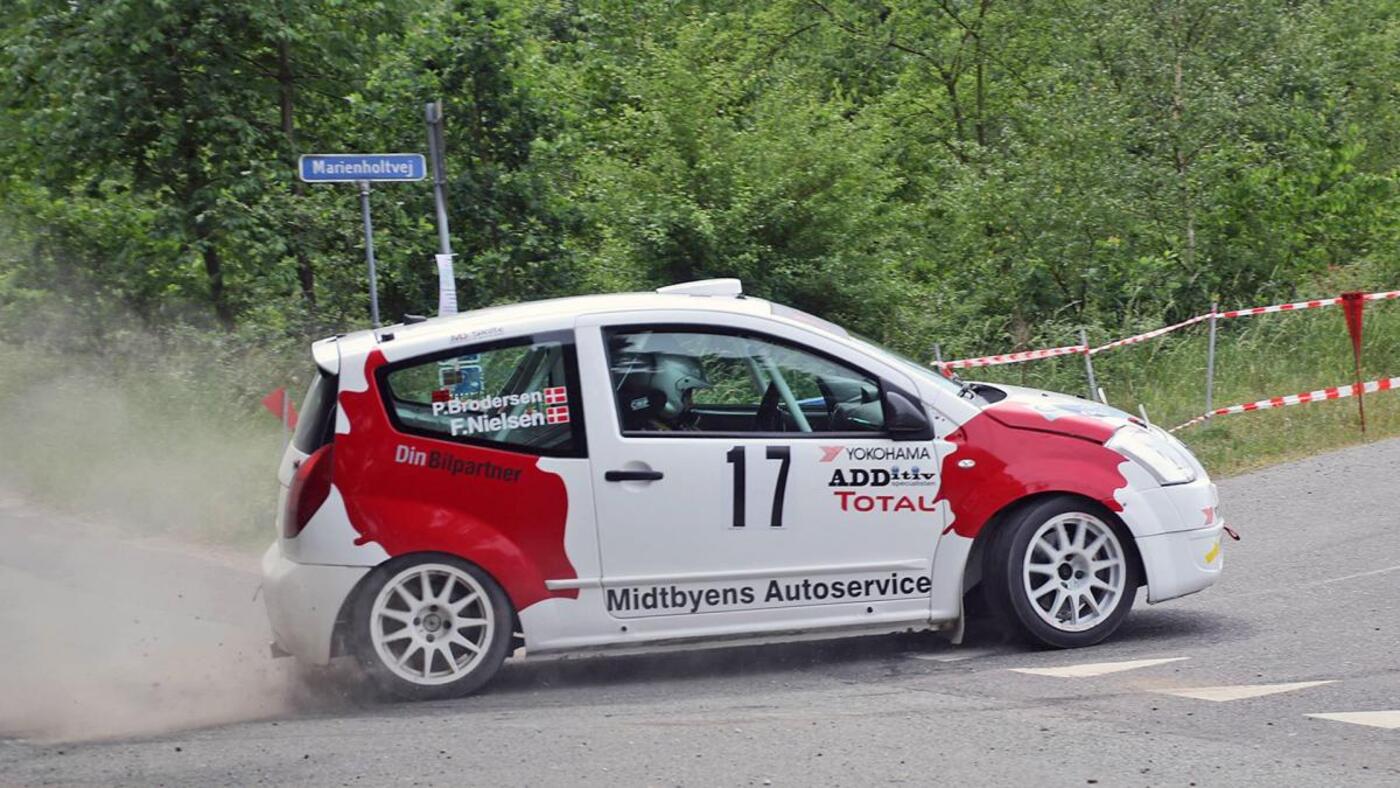 Frank nielsen og per brodersen koerte et perfekt rally paa djursland foer sommerferien