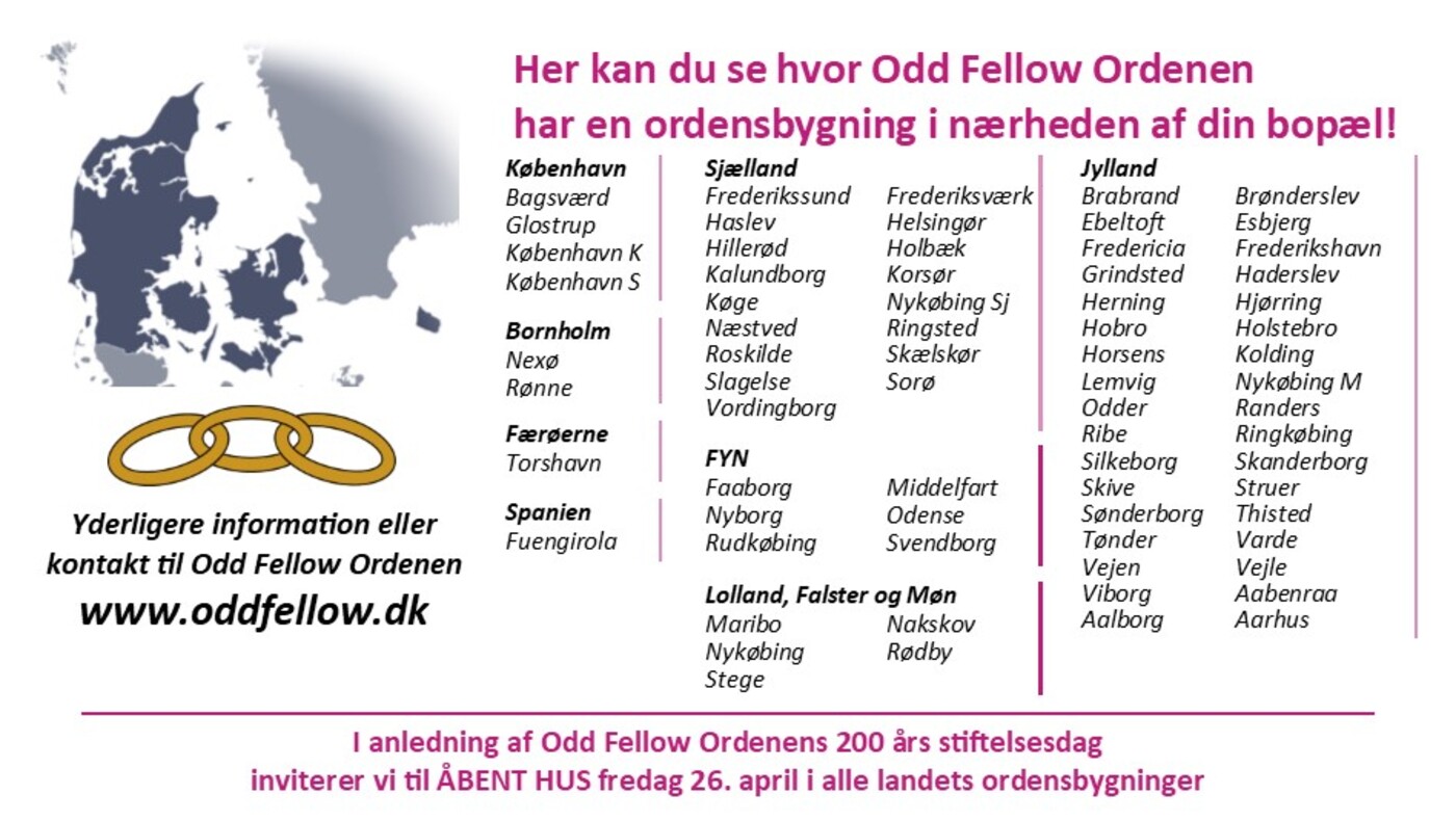 Odd fellow ordenen i danmark er i disse byer