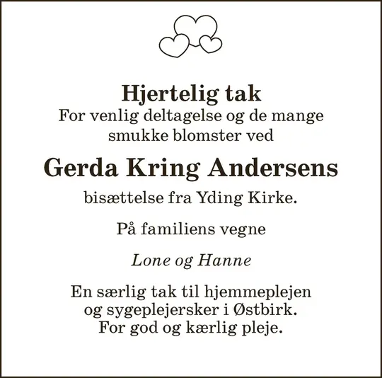 Takkeannonce Gerda Kring
