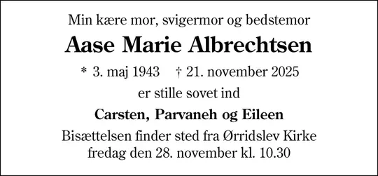 Dødsannonce Aase Marie Albrechtsen
