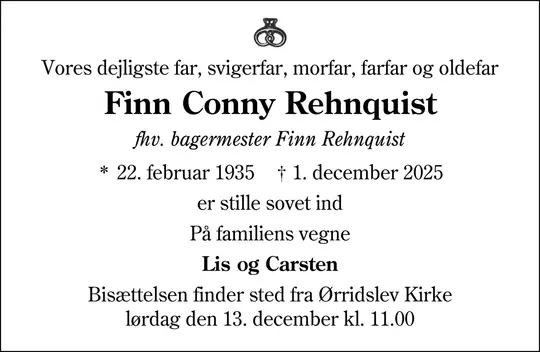Dødsannonce Finn Conny Rehnquist