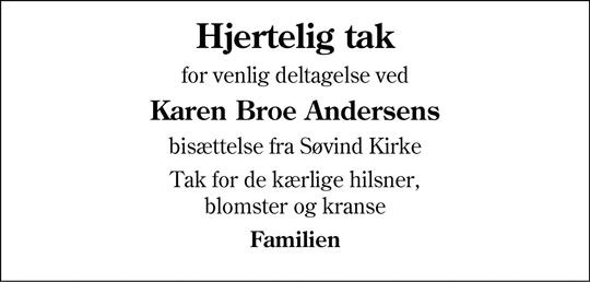Takkeannonce Karen Broe Andersen