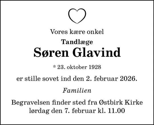 Dødsannonce Søren Glavind