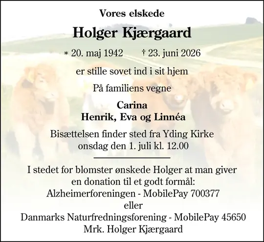 Dødsannonce Holger Kjærgaard