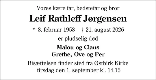 Dødsannonce Leif Rathleff Jørgensen