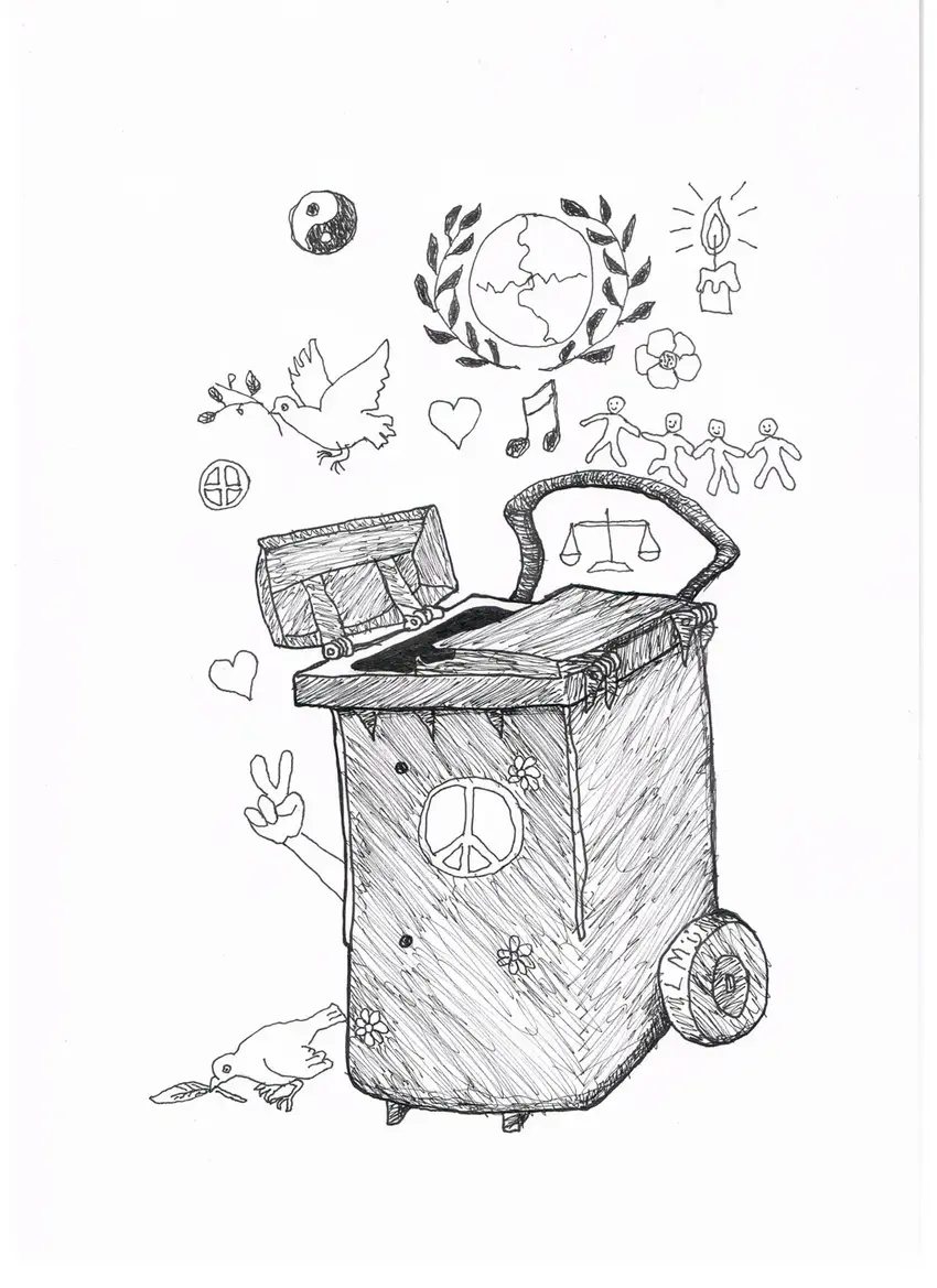 Fred i skraldespanden - illustration