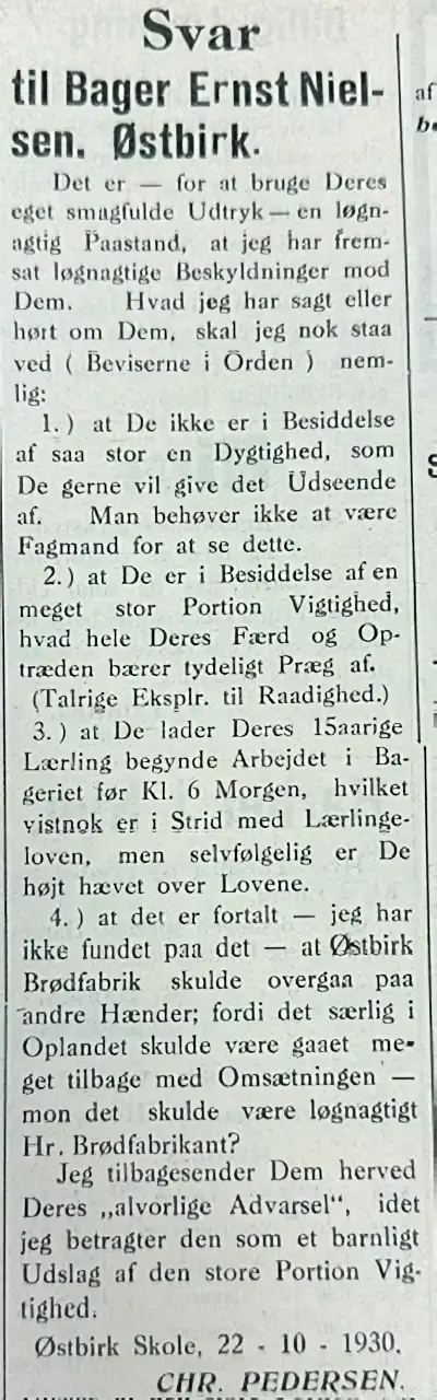 Svar på Advarsel Facebook Østbirk Avis