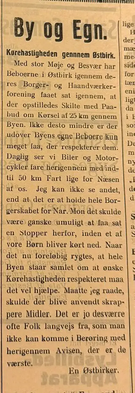 Kørehastigheden gennem Østbirk