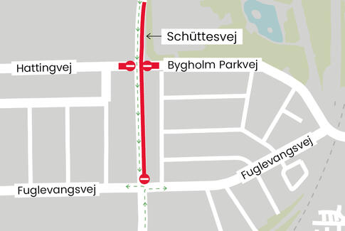 Centralt lyskryds ved Schüttesvej spærres fra fredag aften