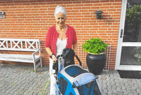 Jytte og hendes to firbenede venner på velgørenhedsvandring