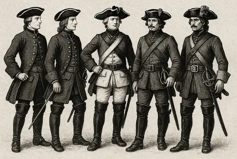 Fem ryttere i sort hvid