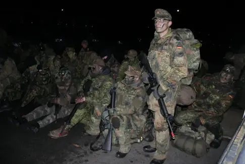 Tyske soldater før afgang til øvelsen Blå Negl