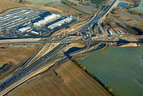 Dronefoto af E45 ved Horsens S