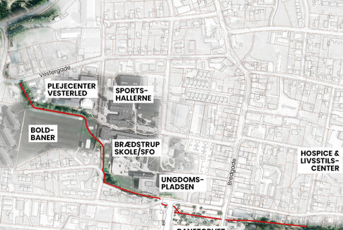 Brædstrups centrale torv bliver fornyet og det gamle jernbanespor genskabt som sti